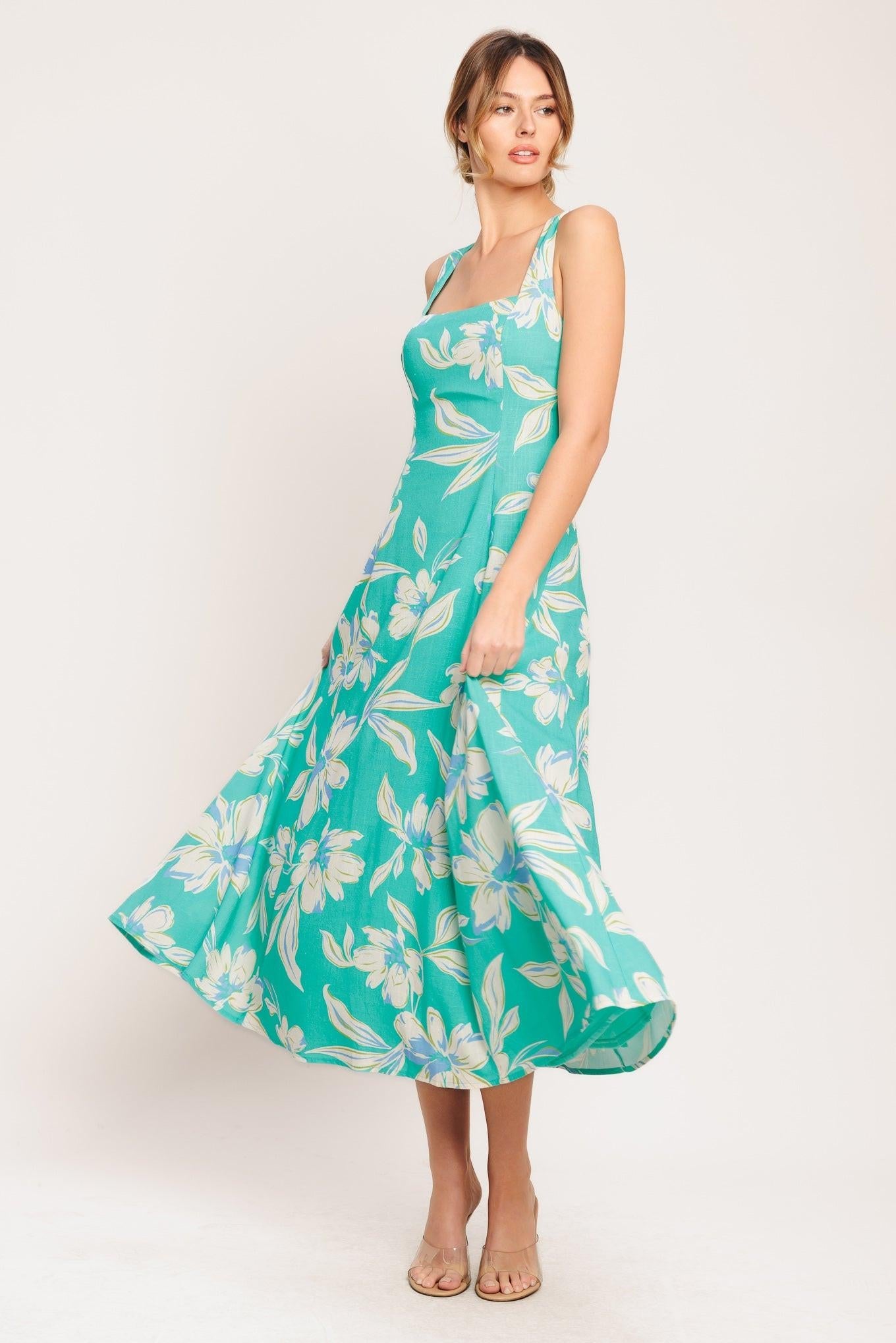 AQUA DAYDREAM WOVEN MIDI DRESS Flying Tomato
