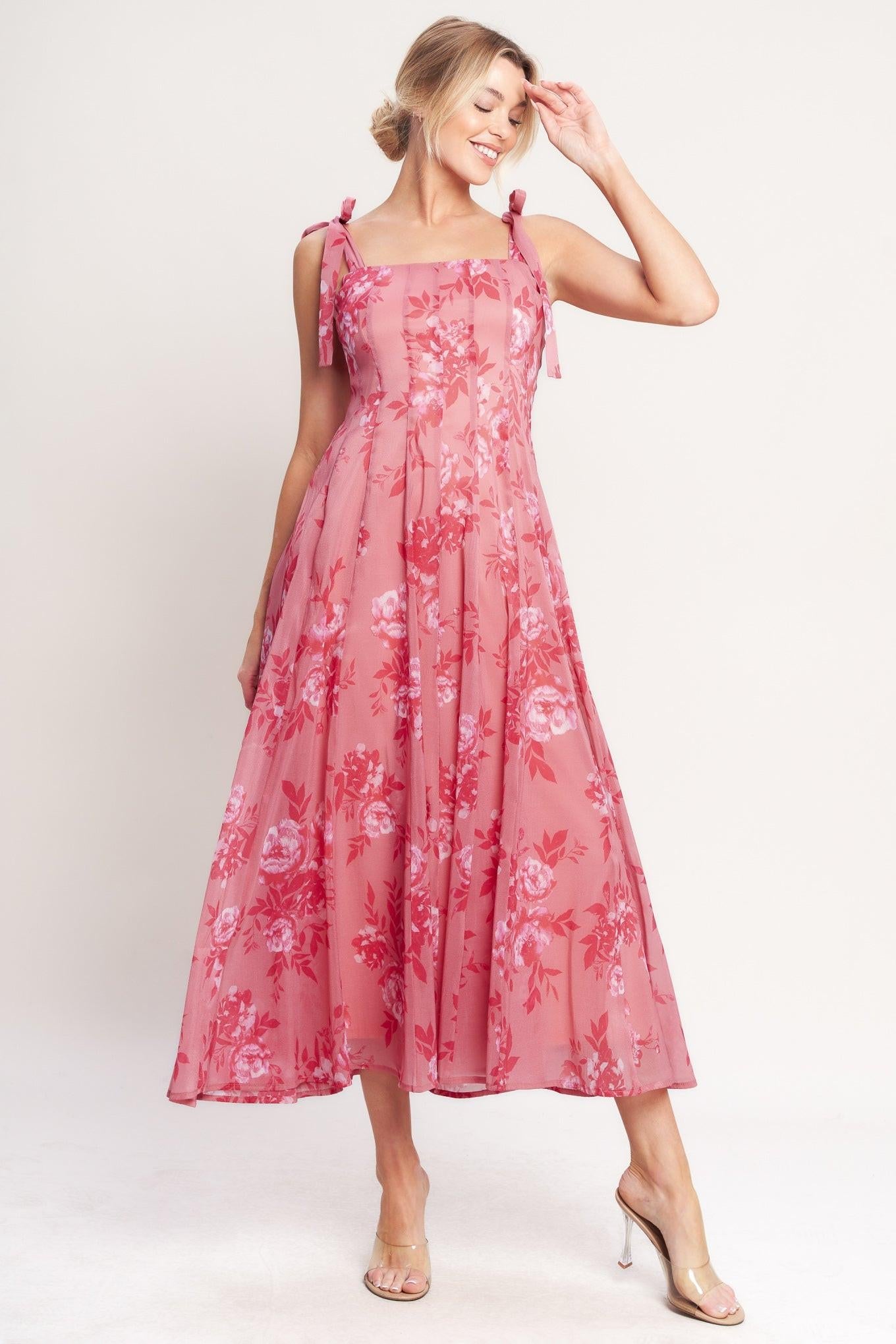 ROMANTIC CANOPY WOVEN MIDI DRESS Flying Tomato