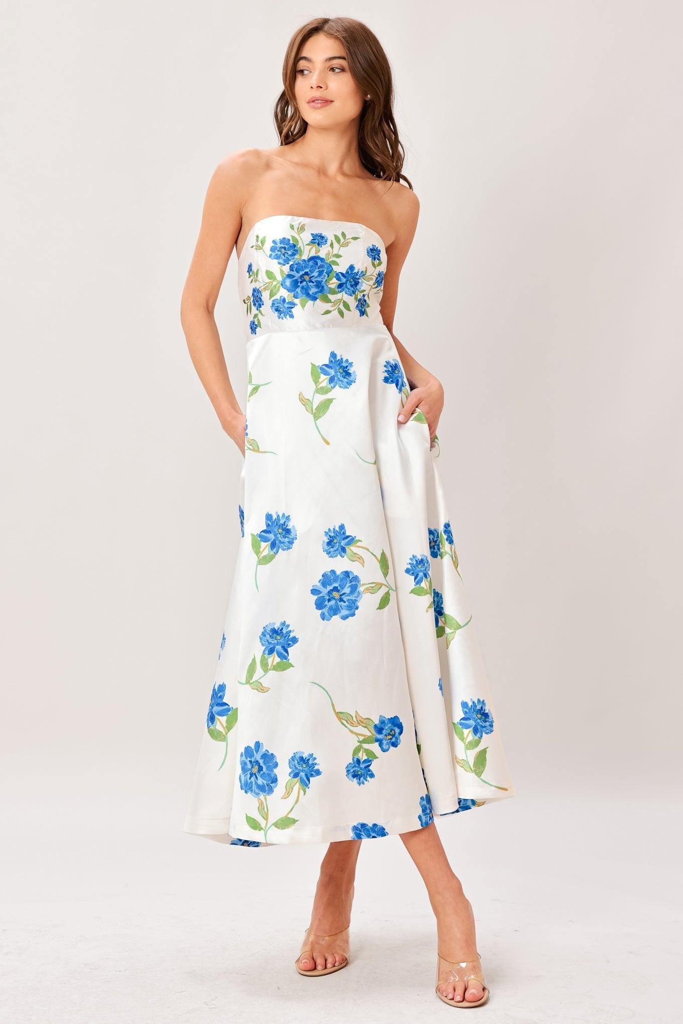 GARDEN MUSE WOVEN MIDI DRESS Flying Tomato