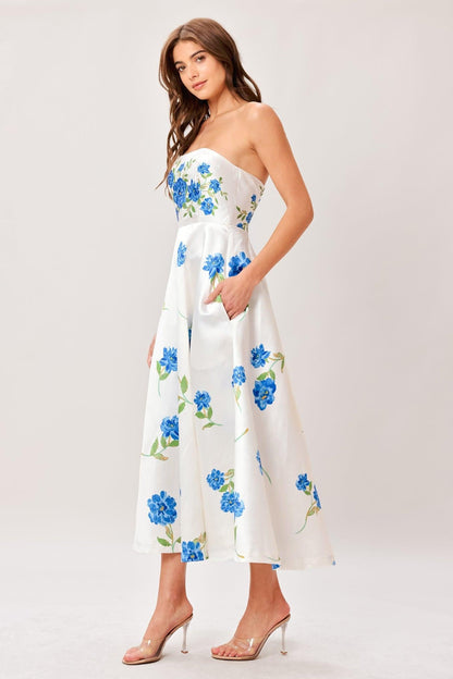 GARDEN MUSE WOVEN MIDI DRESS Flying Tomato