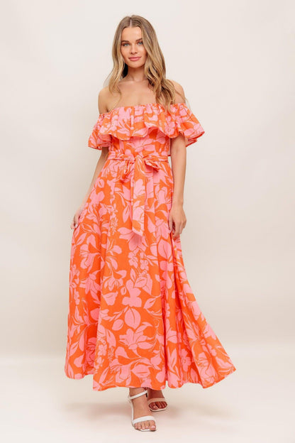 CITRUS GARDEN WOVEN MIDI DRESS Flying Tomato