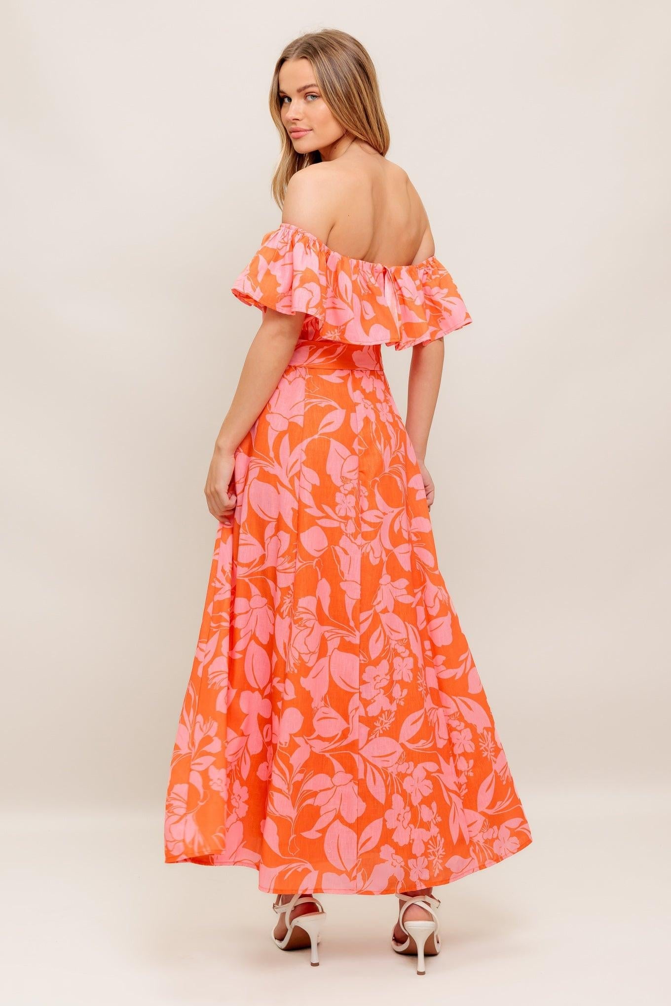 CITRUS GARDEN WOVEN MIDI DRESS Flying Tomato