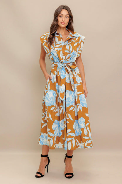 ISLAND FLARE WOVEN MIDI DRESS Flying Tomato