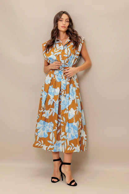 ISLAND FLARE WOVEN MIDI DRESS Flying Tomato