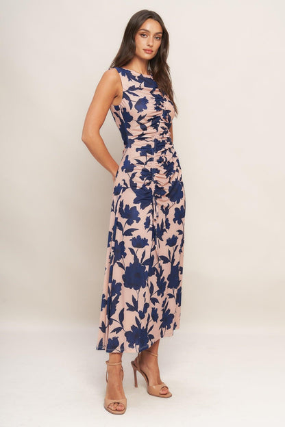 TWILIGHT FLORAL POWER MESH MIDI DRESS Flying Tomato