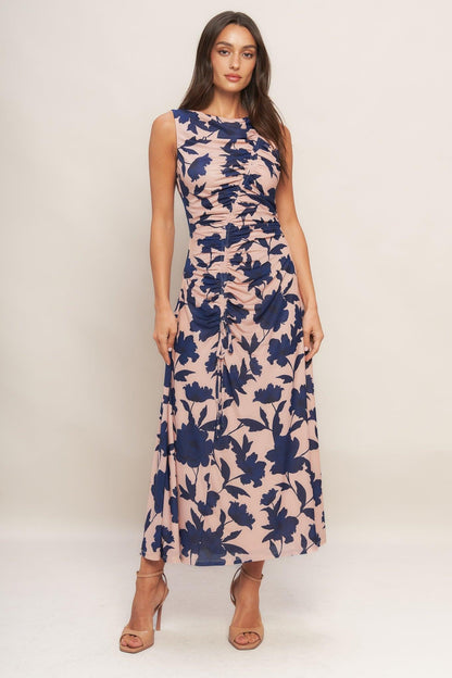 TWILIGHT FLORAL POWER MESH MIDI DRESS Flying Tomato