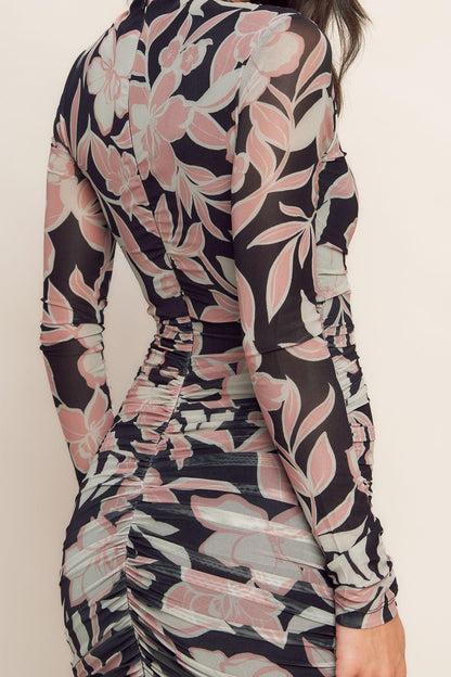 MUTED ROMANCE POWER MESH MIDI DRESS Flying Tomato