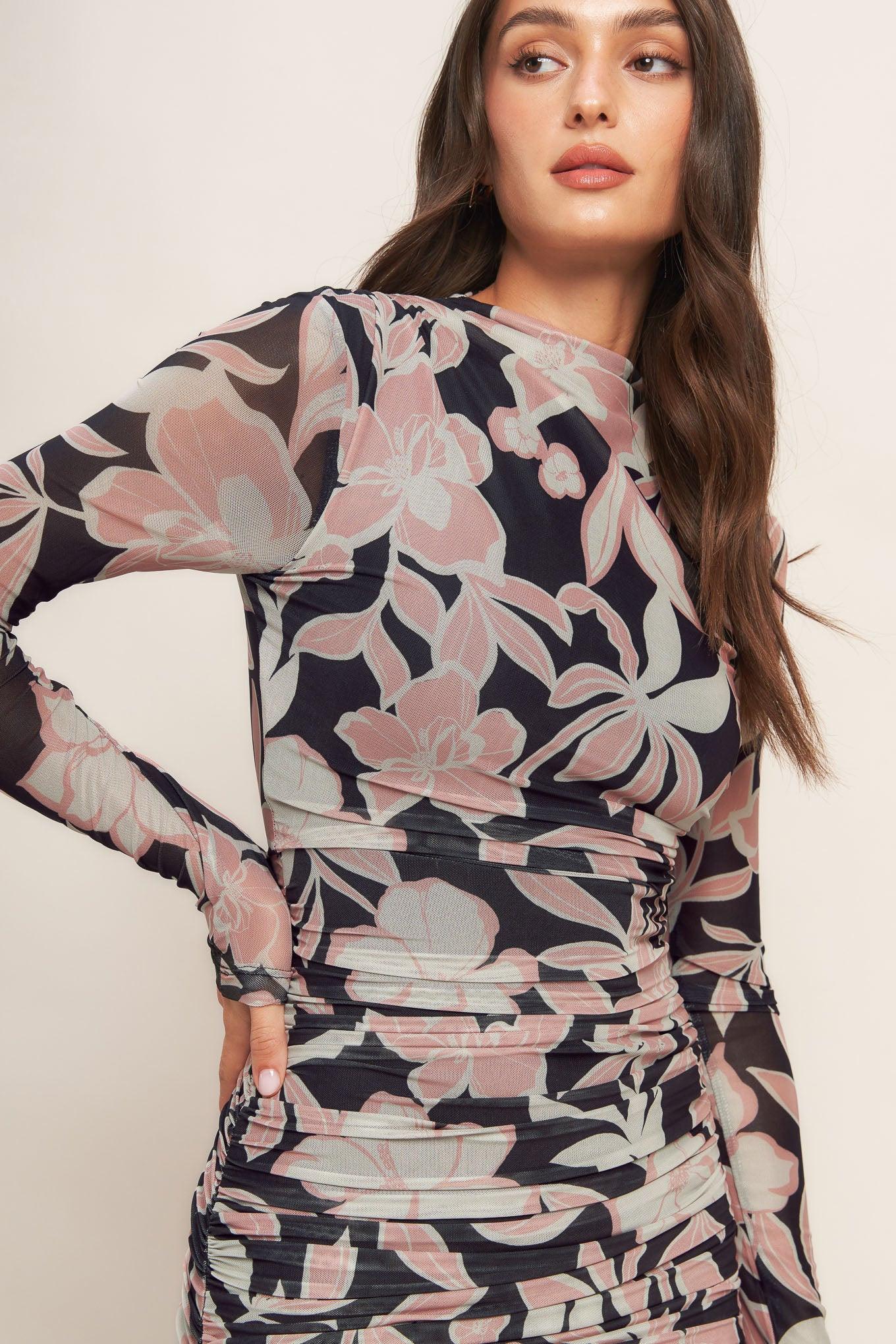 MUTED ROMANCE POWER MESH MIDI DRESS Flying Tomato