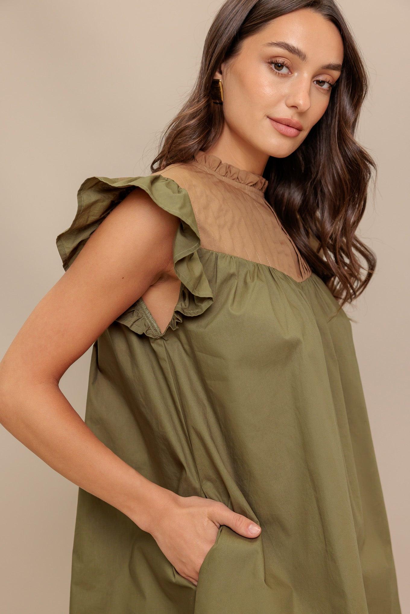 FOREST WHISPER WOVEN MINI DRESS Flying Tomato