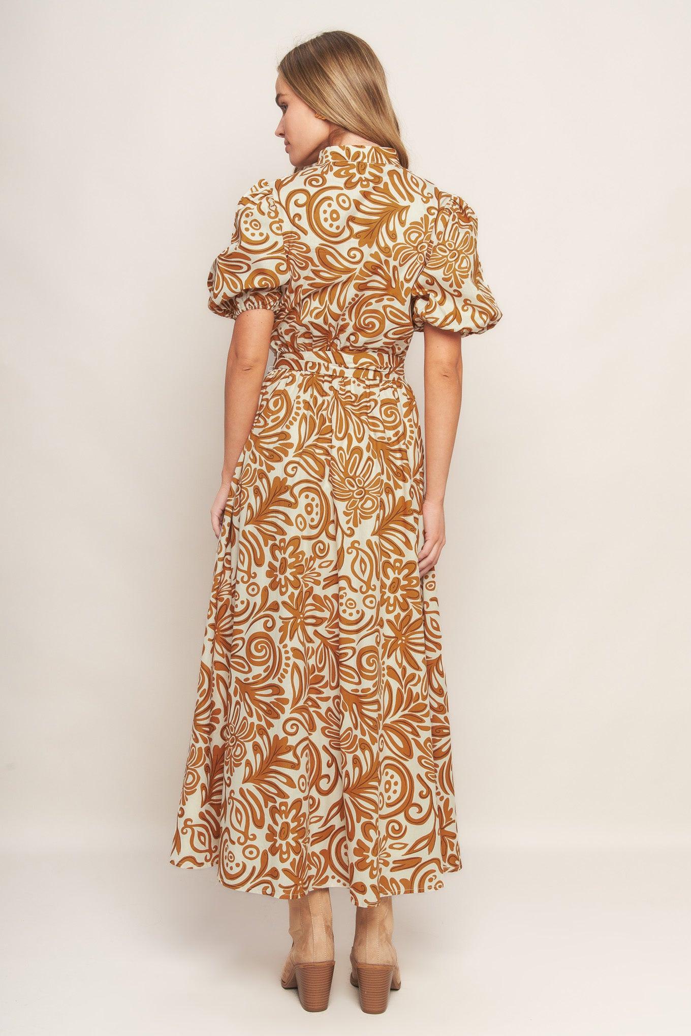 CINNAMON GARDEN WOVEN MIDI DRESS Flying Tomato