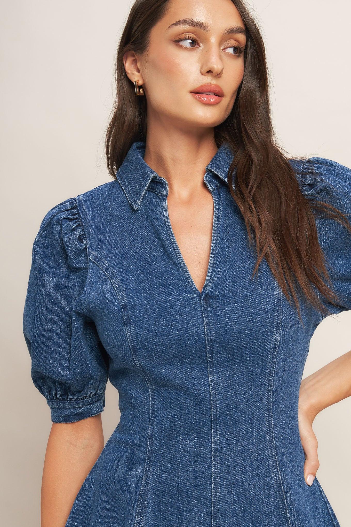 WESTWOOD CHARM DENIM MINI DRESS Flying Tomato