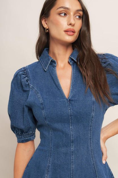 WESTWOOD CHARM DENIM MINI DRESS Flying Tomato