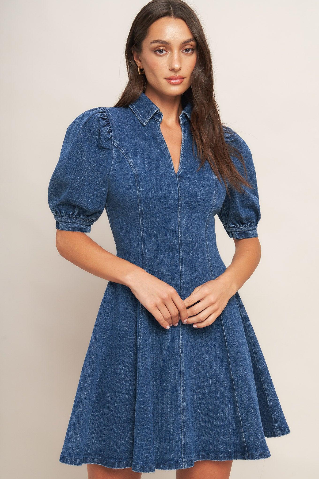 WESTWOOD CHARM DENIM MINI DRESS Flying Tomato