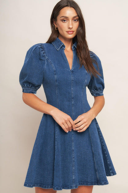 WESTWOOD CHARM DENIM MINI DRESS Flying Tomato