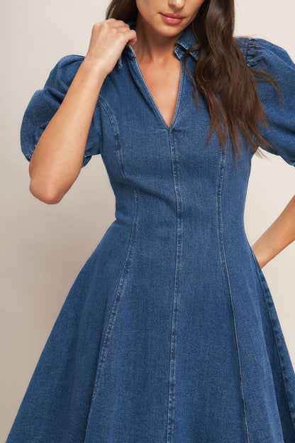 WESTWOOD CHARM DENIM MINI DRESS Flying Tomato