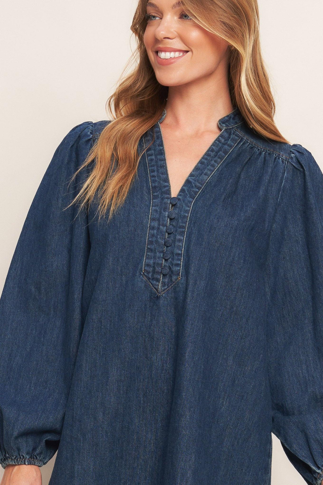CANYON BREEZE DENIM MINI DRESS Flying Tomato