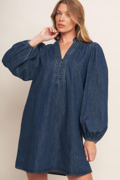 CANYON BREEZE DENIM MINI DRESS Flying Tomato