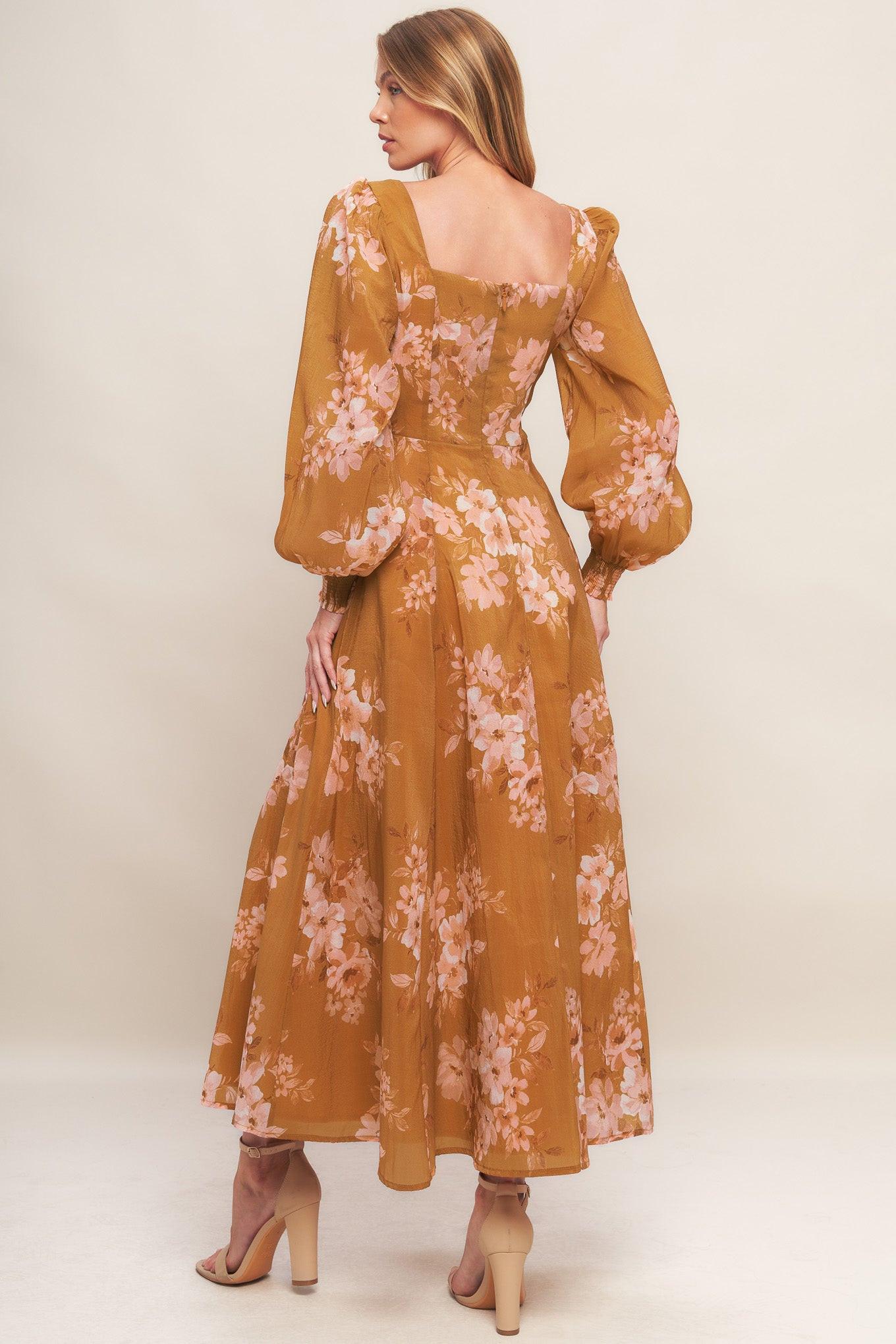 GOLDEN BLOSSOM WOVEN ANKLE DRESS Flying Tomato