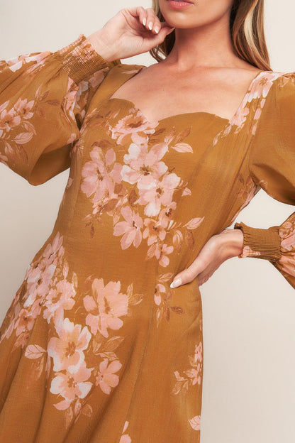 GOLDEN BLOSSOM WOVEN ANKLE DRESS Flying Tomato