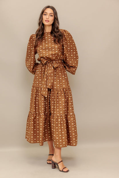 CINNAMON WALTZ WOVEN MIDI DRESS Flying Tomato