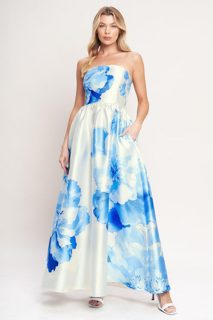 LUXE PEONY WOVEN MAXI DRESS Flying Tomato