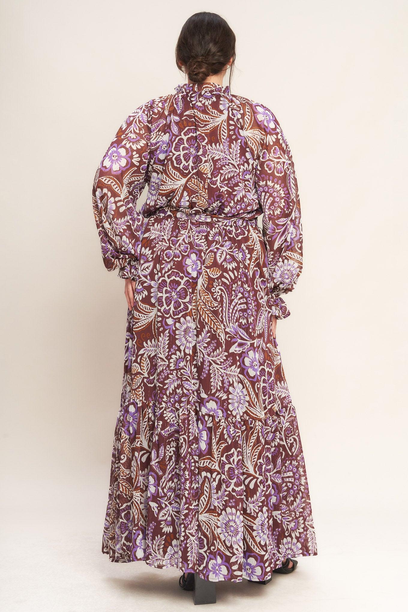 VIOLET BLOSSOM SPIRIT WOVEN MAXI DRESS Flying Tomato