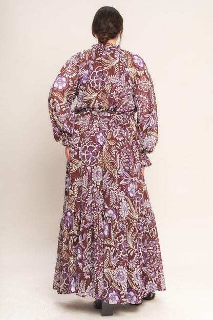 VIOLET BLOSSOM SPIRIT WOVEN MAXI DRESS Flying Tomato