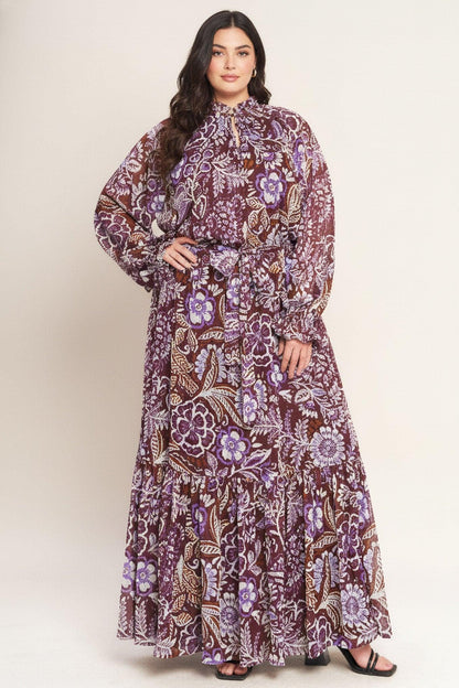 VIOLET BLOSSOM SPIRIT WOVEN MAXI DRESS Flying Tomato