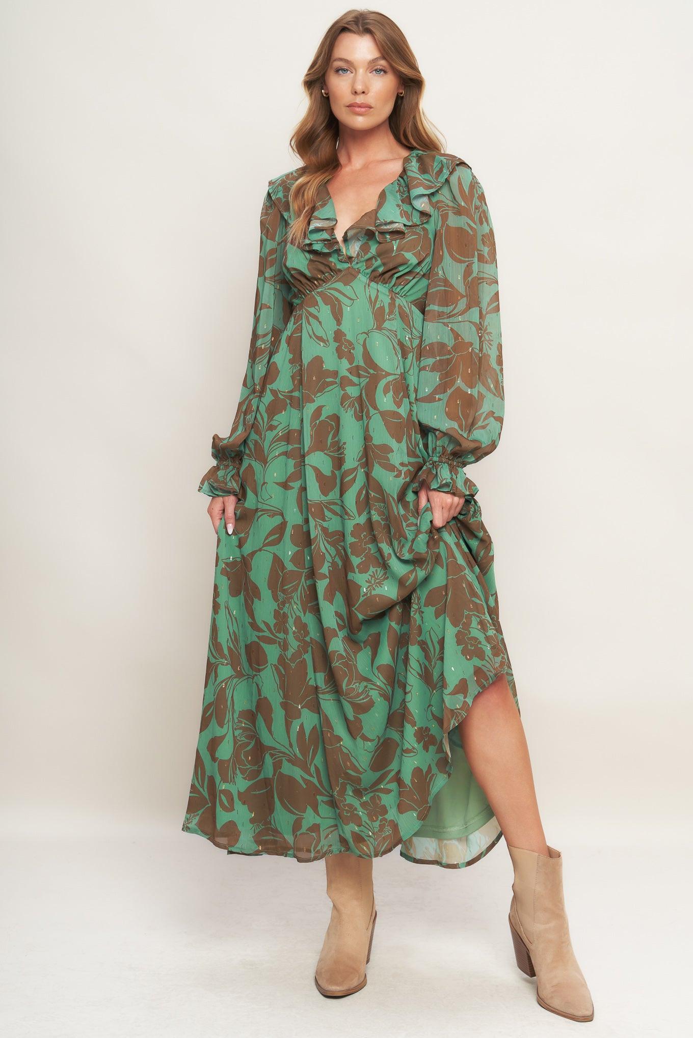 BOTANIC DREAMS WOVEN MAXI DRESS Flying Tomato