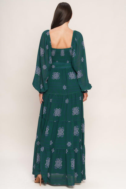 AZURE BOTANIQUE WOVEN MAXI DRESS Flying Tomato
