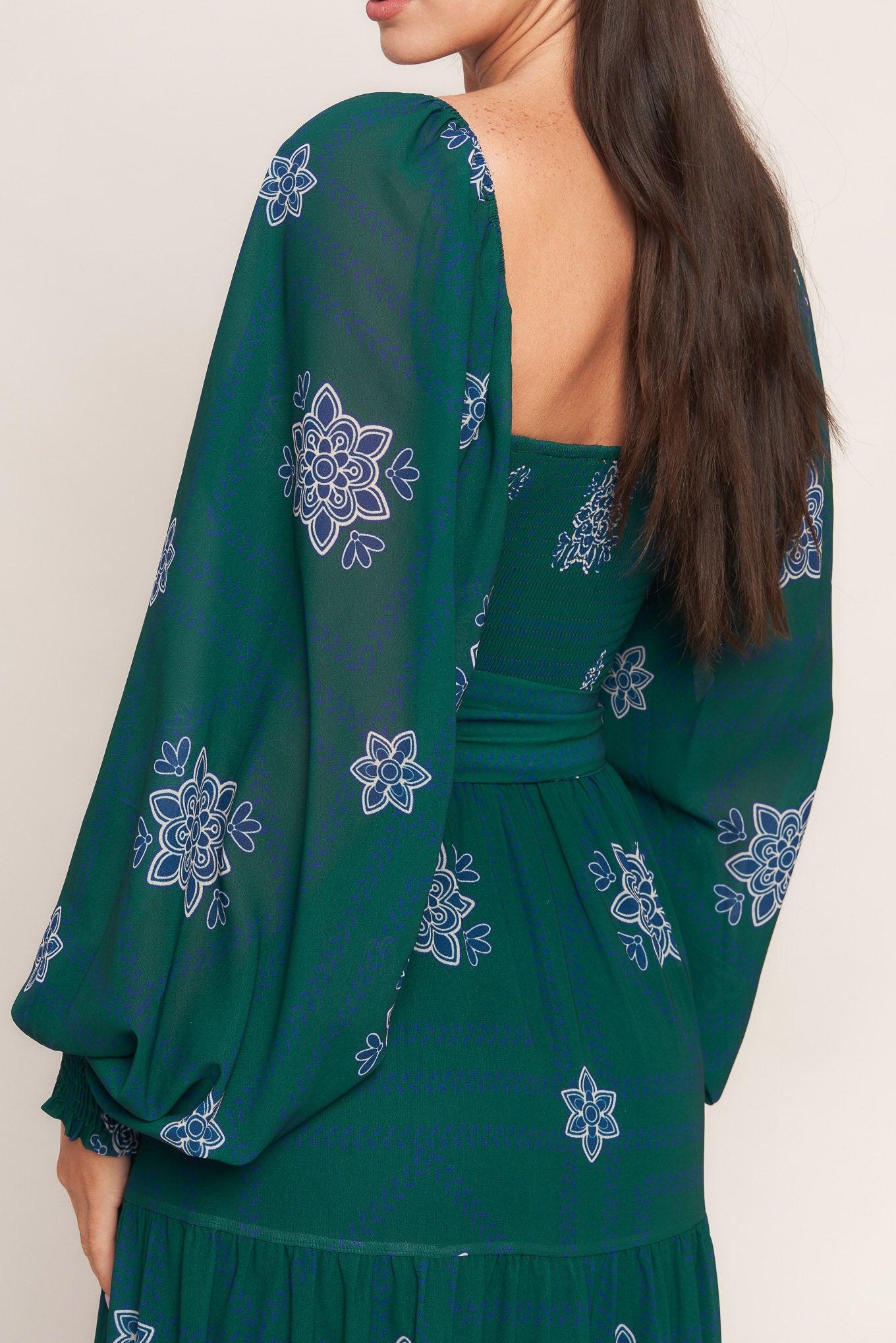 AZURE BOTANIQUE WOVEN MAXI DRESS Flying Tomato
