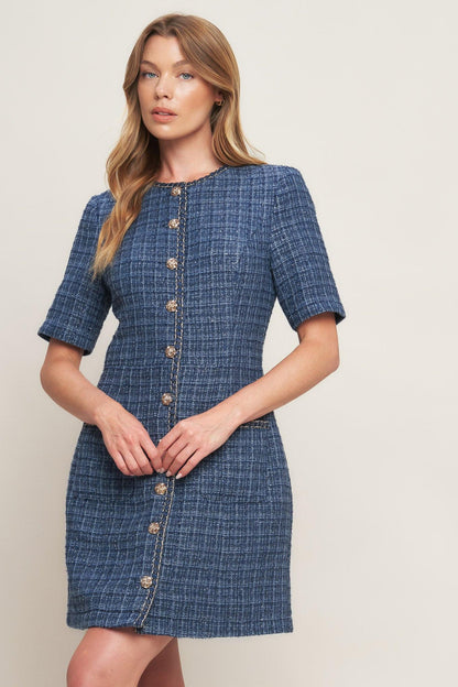 MODERN ICONIC TWEED MINI DRESS Flying Tomato