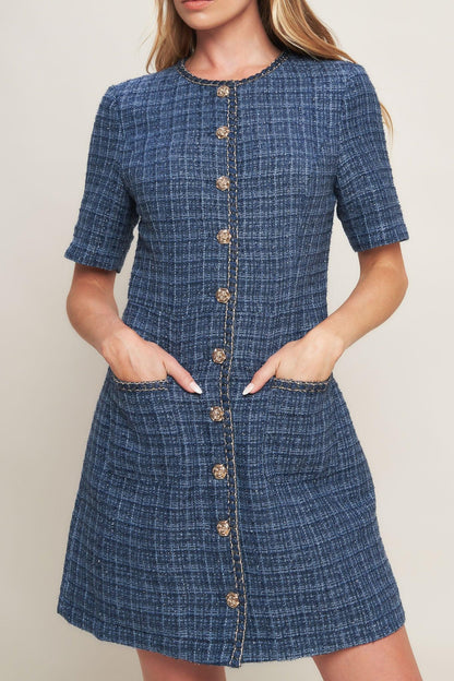 MODERN ICONIC TWEED MINI DRESS Flying Tomato