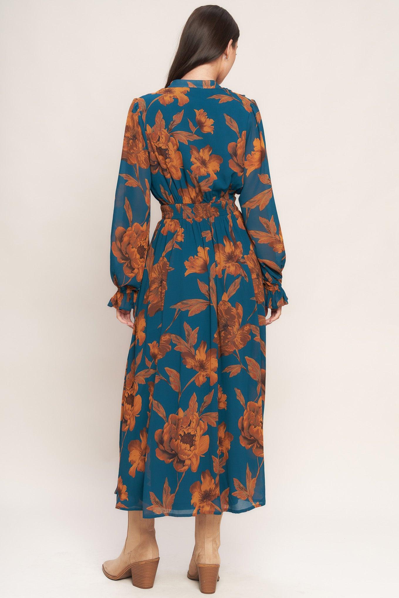 BURNISHED BOTANICA WOVEN MIDI DRESS Flying Tomato