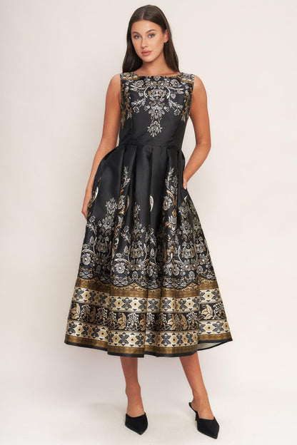 BAROQUE SPELL WOVEN MIDI DRESS Flying Tomato