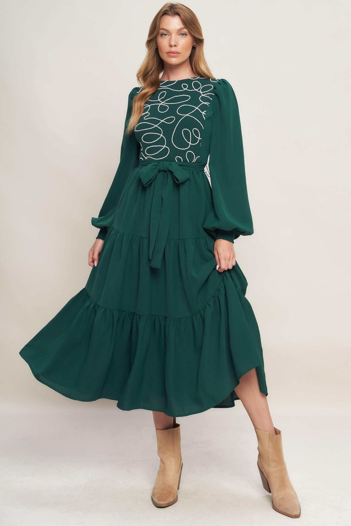 FOREST ALLURE WOVEN MIDI DRESS Flying Tomato