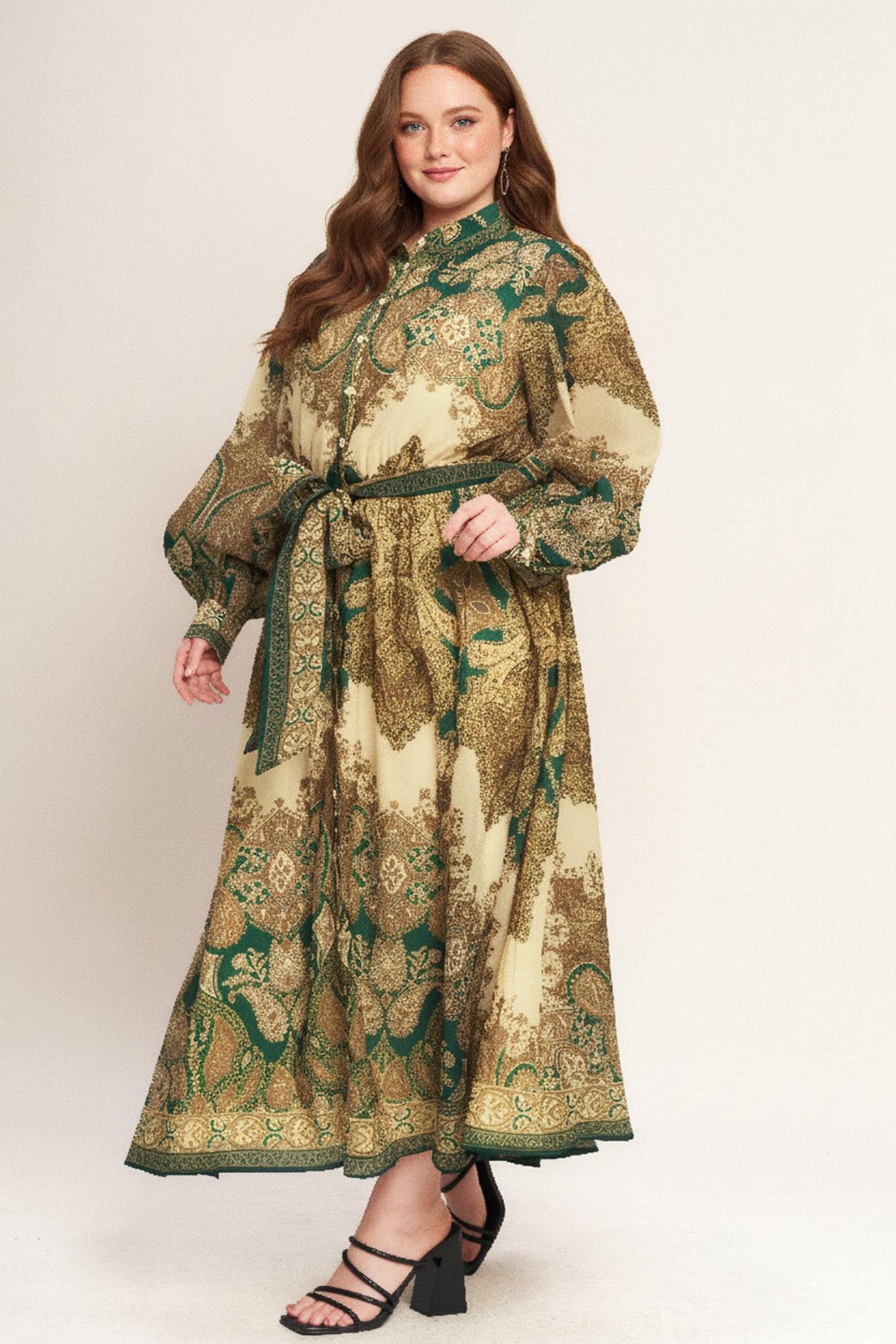LOVELY GOLDEN VISION WOVEN MIDI DRESS Flying Tomato