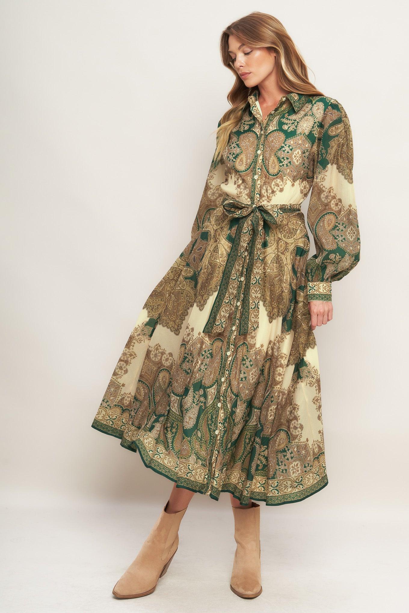 LOVELY GOLDEN VISION WOVEN MIDI DRESS Flying Tomato