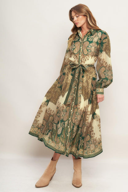 LOVELY GOLDEN VISION WOVEN MIDI DRESS Flying Tomato
