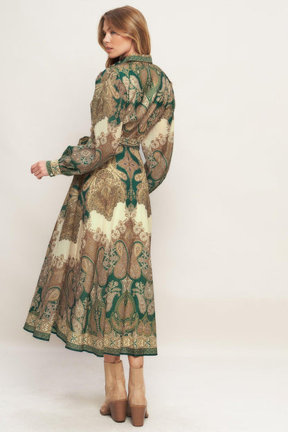 LOVELY GOLDEN VISION WOVEN MIDI DRESS Flying Tomato