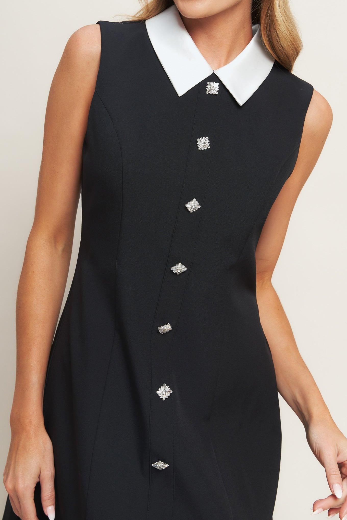 LOVELY MOMENT BLACK WOVEN MINI DRESS Flying Tomato