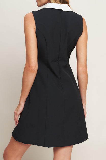 LOVELY MOMENT BLACK WOVEN MINI DRESS Flying Tomato