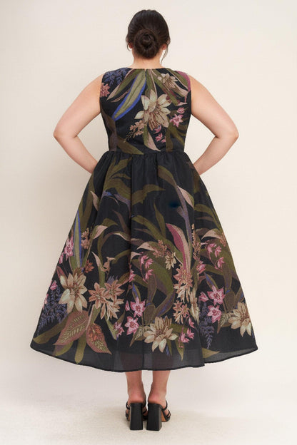 FOLIAGE WHISPER WOVEN MIDI DRESS Flying Tomato