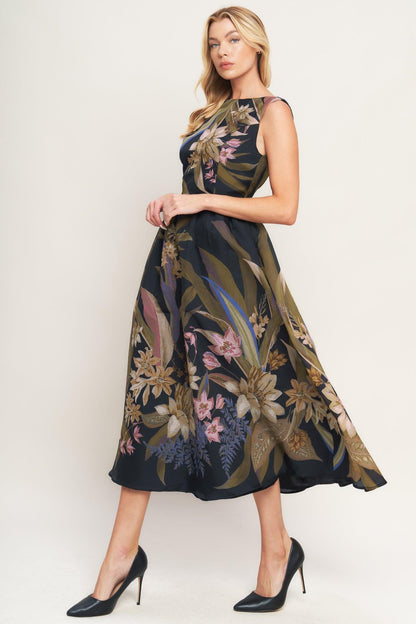 FOLIAGE WHISPER WOVEN MIDI DRESS Flying Tomato