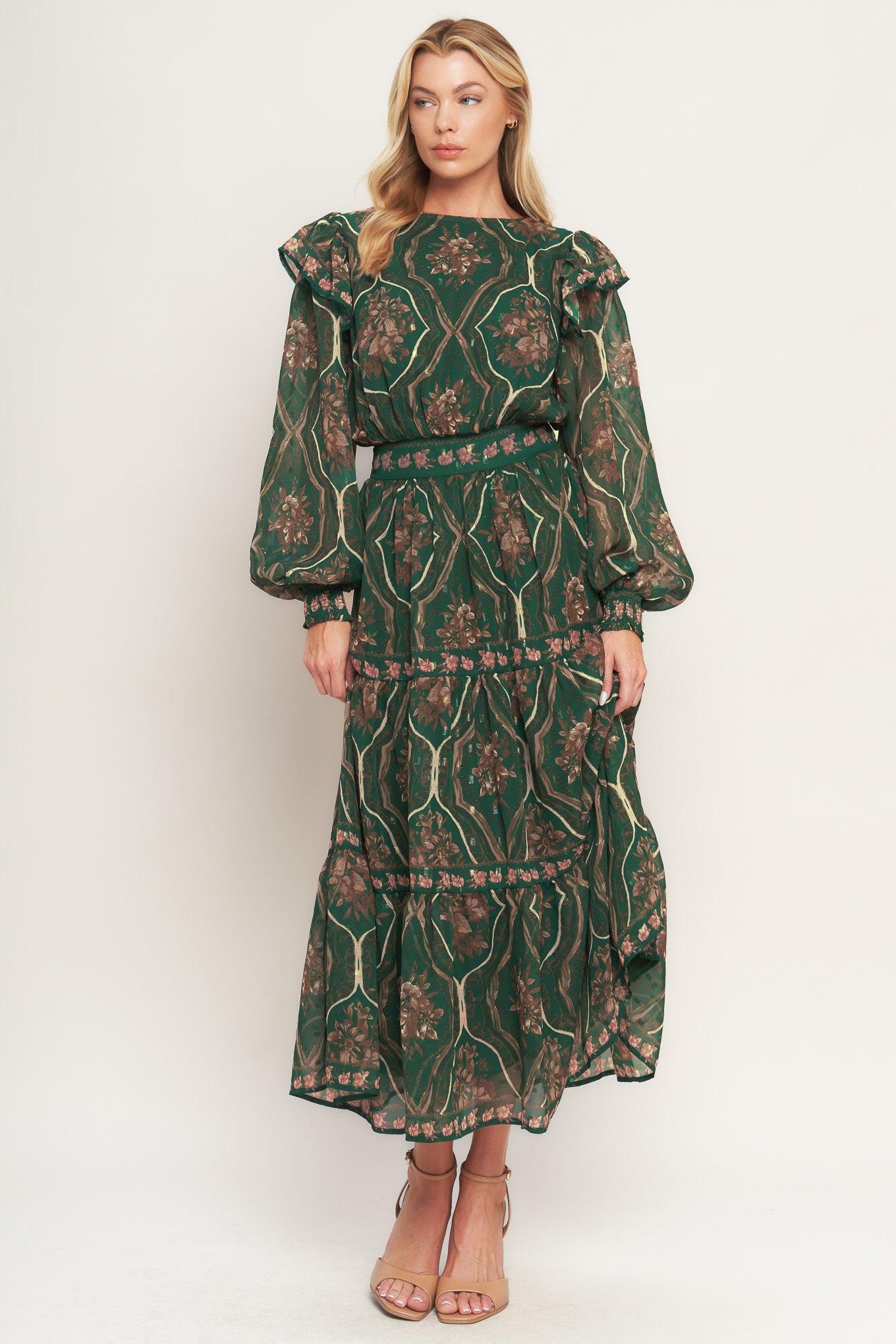 GARDEN LABYRINTH WOVEN MIDI DRESS Flying Tomato