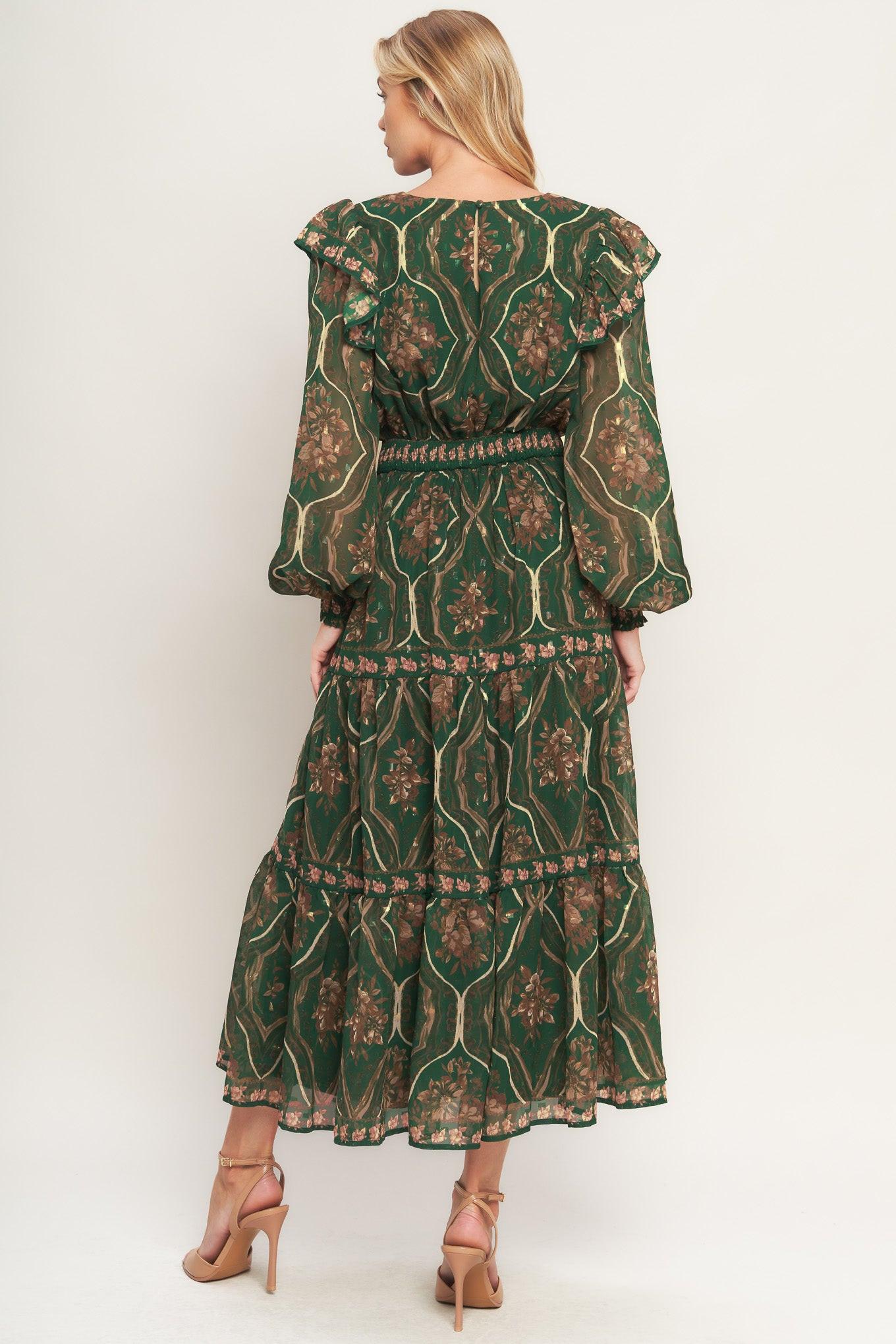 GARDEN LABYRINTH WOVEN MIDI DRESS Flying Tomato