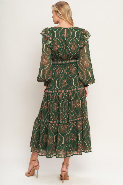 GARDEN LABYRINTH WOVEN MIDI DRESS Flying Tomato
