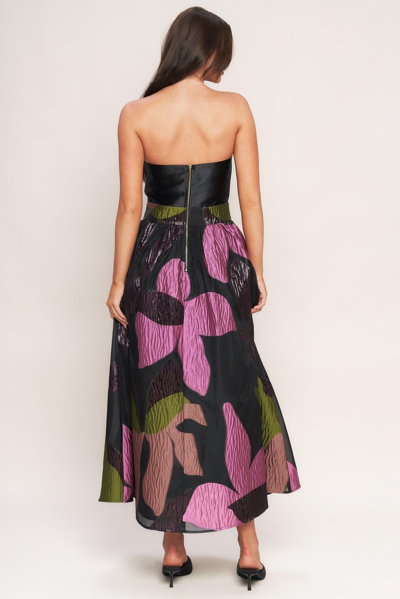 ABSTRACT ROSE WOVEN MIDI DRESS Flying Tomato