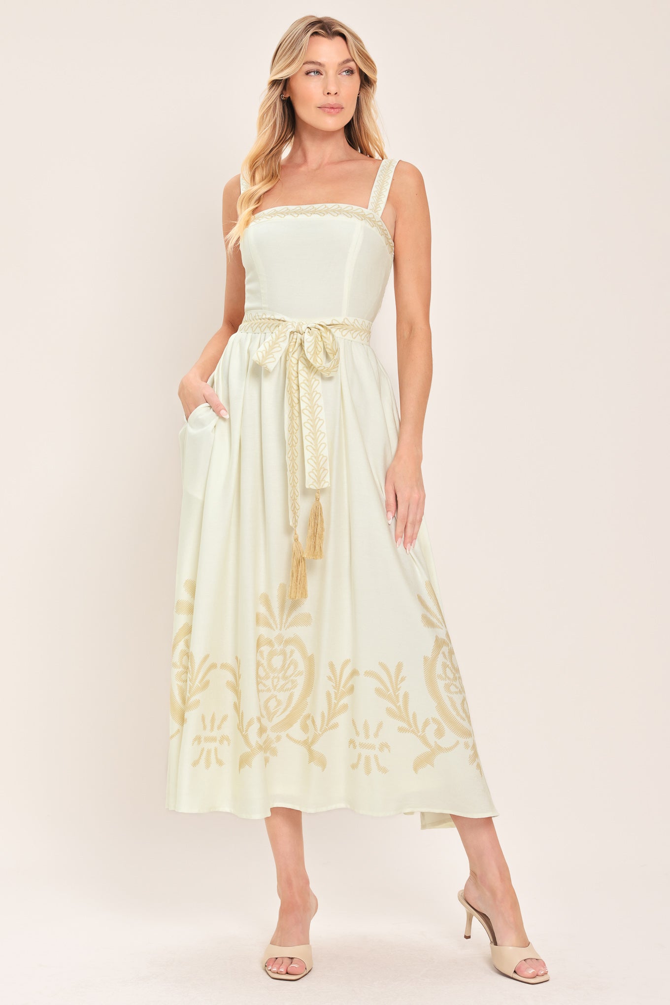 MOONLIT GARDEN WOVEN MIDI DRESS Flying Tomato
