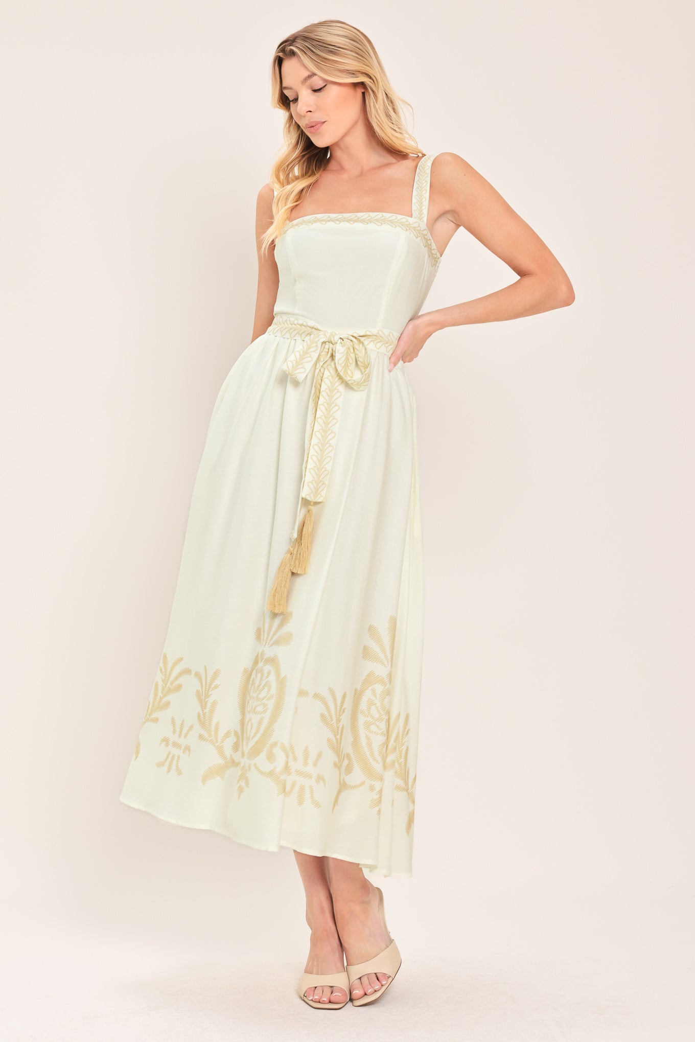 MOONLIT GARDEN WOVEN MIDI DRESS Flying Tomato